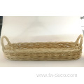 Wicker decorated glass jar with bamboo lid